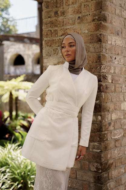 Opal Wraparound Blazer - White