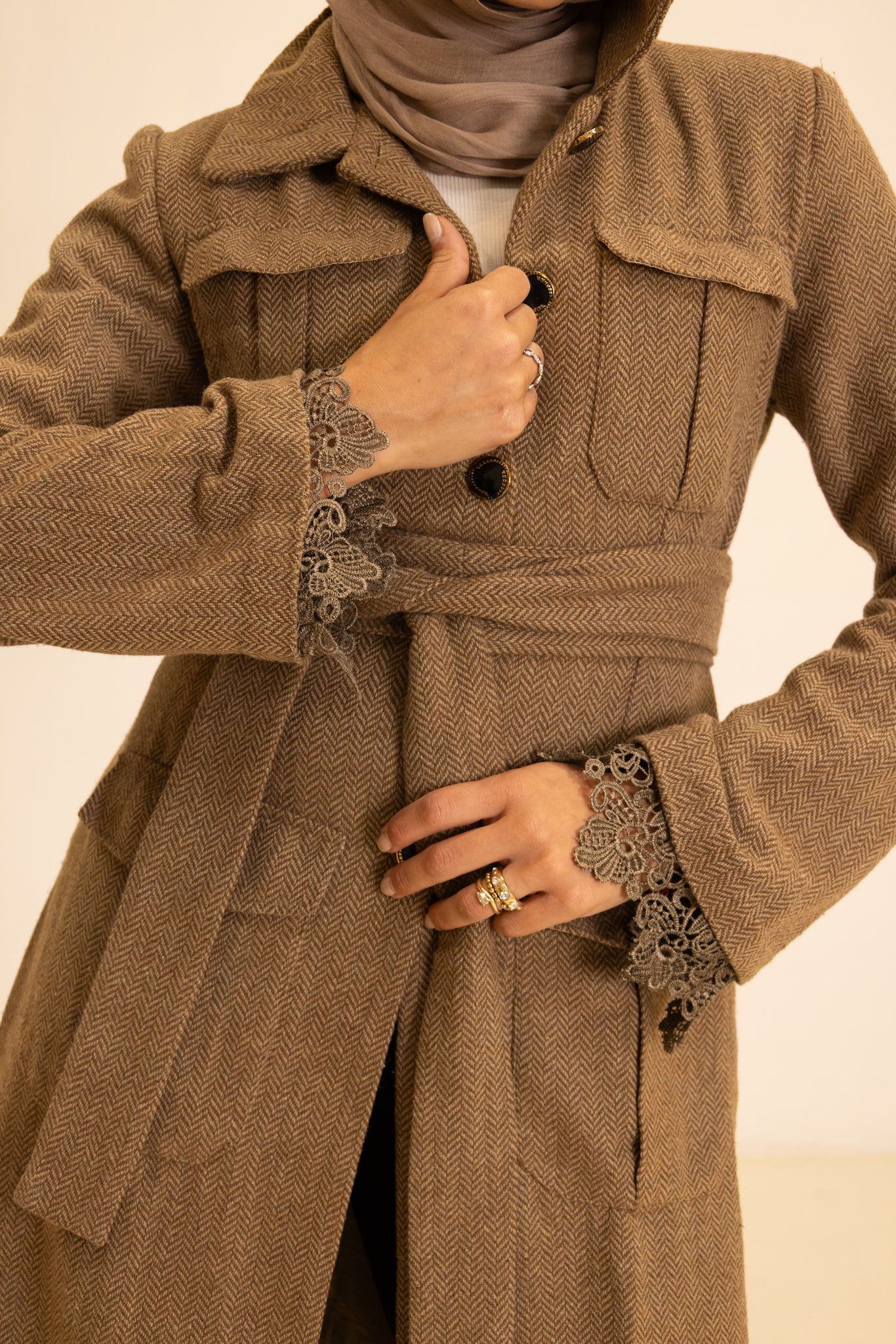 Studio Herringbone Utility Coat