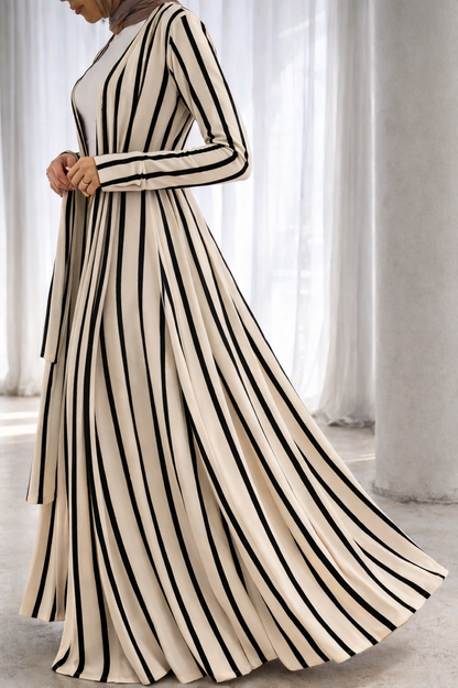 Namara Maxi Cardigan - Beige/Black