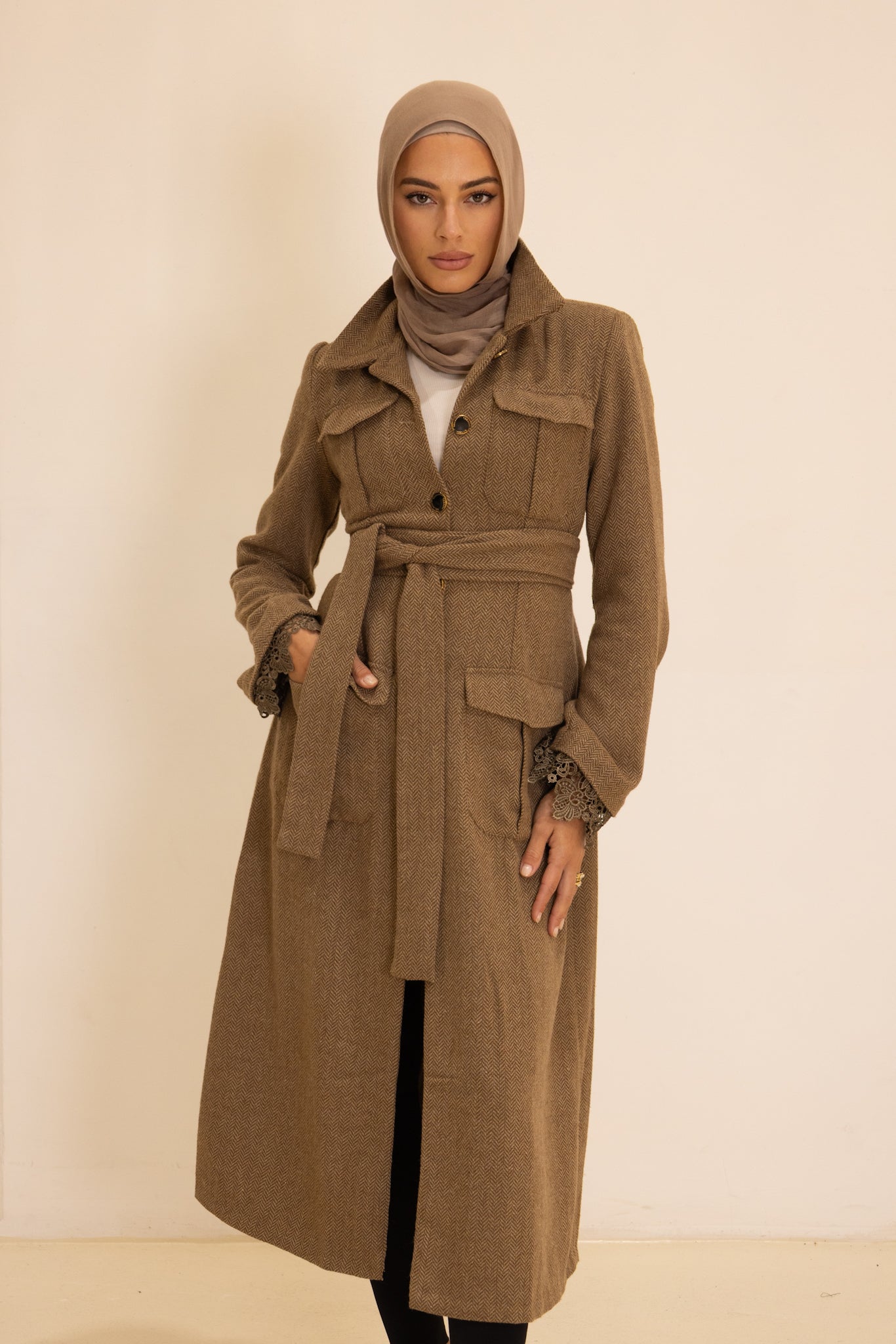 Studio Herringbone Utility Coat
