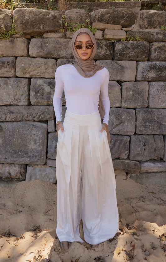 Pearl Pleated Wide Leg Pants