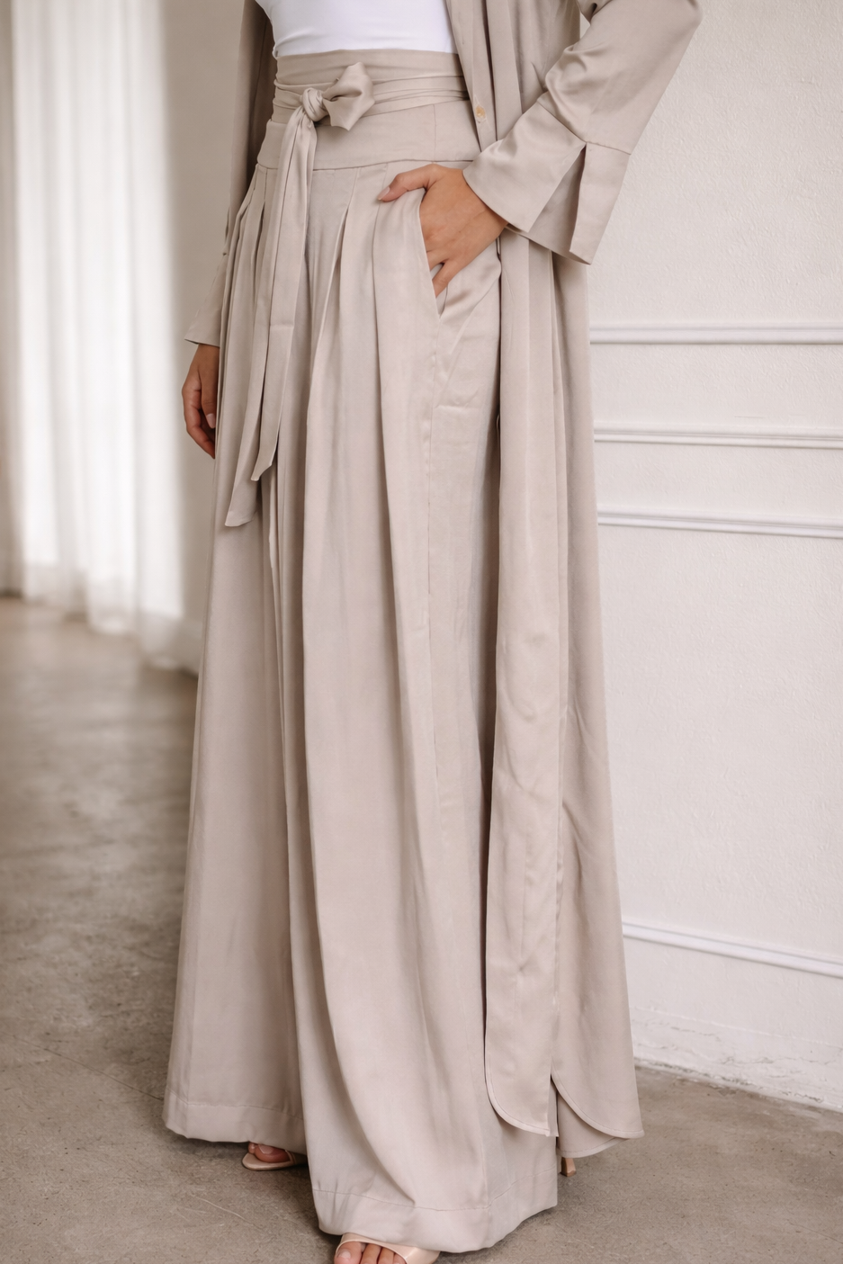 Oasis Pleated Pants - Oyster