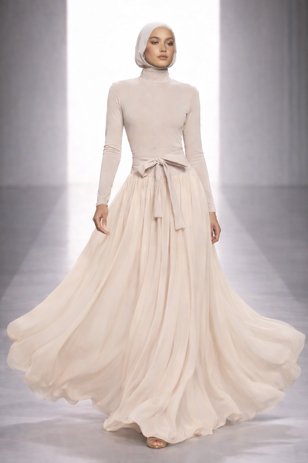Flowy Maxi Skirt - Nude