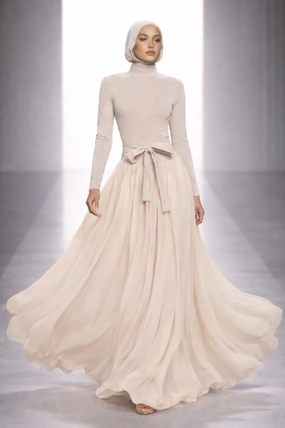 Flowy Maxi Skirt - Nude