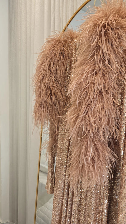 Feather Drape Gown